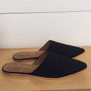 Jeffrey Campbell Doshi Black Silk Slides 9.5
